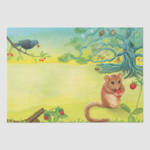 Hazel Dormouse Eating Wild Strawberry  Tissue Paper