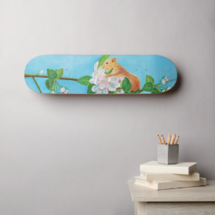 Hazel Dormouse on a blooming branch Skateboard