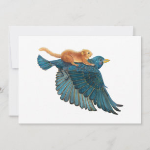 Hazel dormouse & Starling flying Invitation