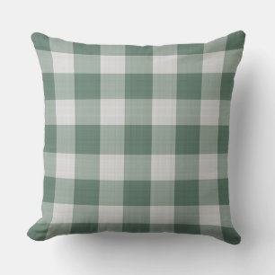 Hazel Green and white Checkered gingham Plaid Throw Pillow