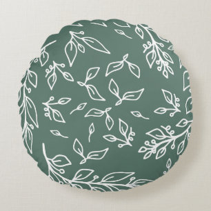 Hazel Spring Green Floral Round Pillow