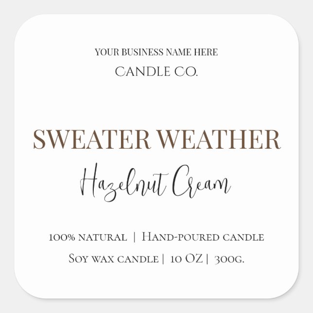 Hazelnut Cream | Cozy Neutral Soy Candle Label (Front)