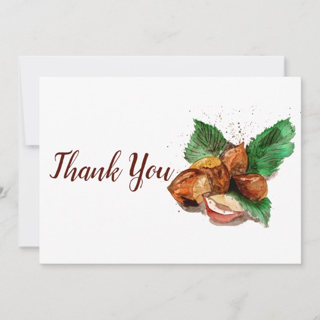 Hazelnuts Watercolor Thank You Card (Front)