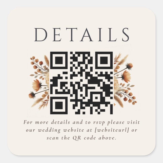 Hazelwood Wedding QR Code Square Sticker (Front)