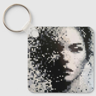 Hazy black and white portrait keychain
