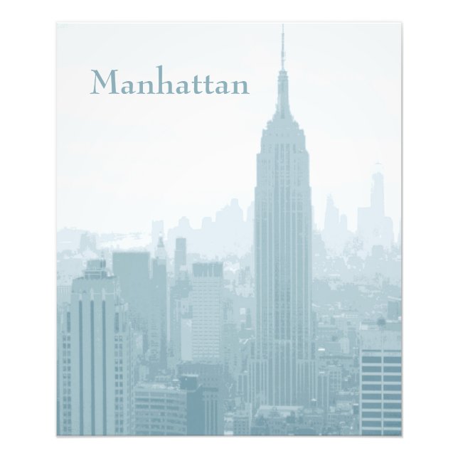 Hazy Blue New York City Skyline Manhattan Photo Print (Front)