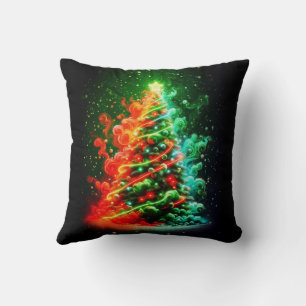 Hazy Christmas Tree on Soft, Cushy Sofa, Bed Chair Throw Pillow