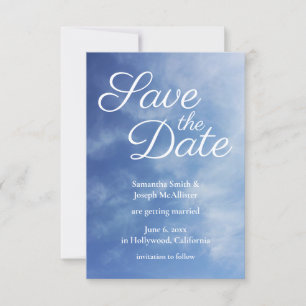 Hazy Clouds Blue Sky Photo Save the Date Invitation