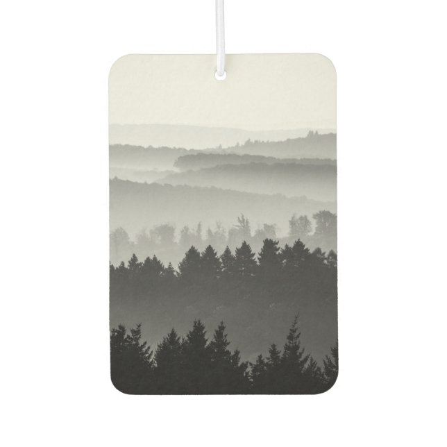 Hazy Forest Hills Black and White Landscape Photo Air Freshener (Front)