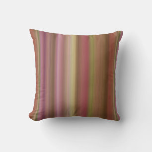 Hazy Garden Pink, Brown, and Green Stripe Throw Pillow
