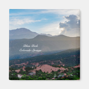 Hazy Pikes Peak Sunset Magnet Carré