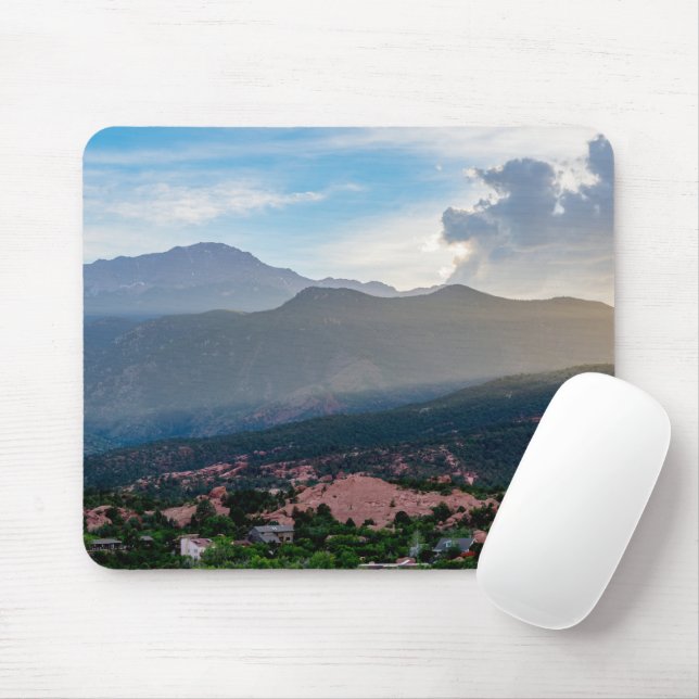 Hazy Pikes Peak Sunset Mousepad (With Mouse)