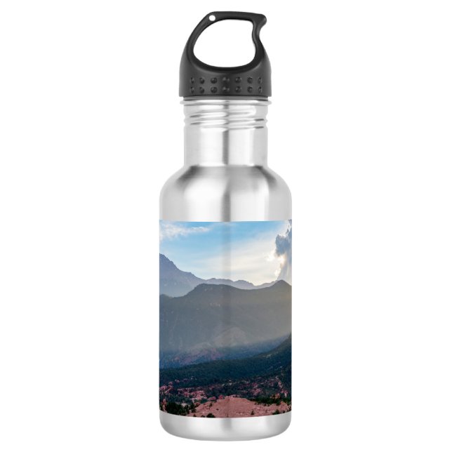 Hazy Pikes Peak Sunset Water Bottle (Front)