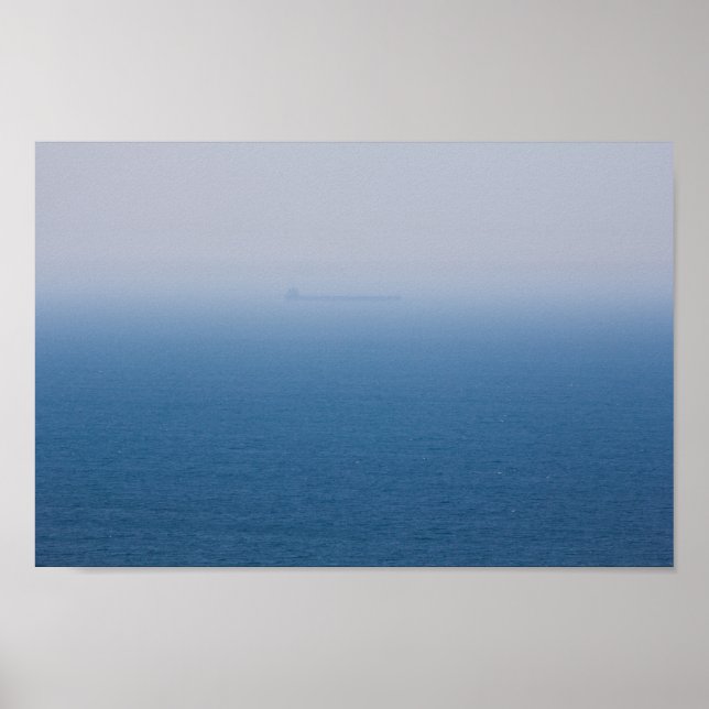 Hazy Ship, Lake Michigan Poster (Front)