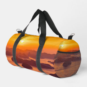 Hazy sunset on Kurushima Kaikyo Bridge and Kurushi Duffle Bag