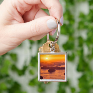 Hazy sunset on Kurushima Kaikyo Bridge and Kurushi Keychain