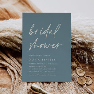 Hazy Teal   Minimalist Script Bridal Shower Invitation
