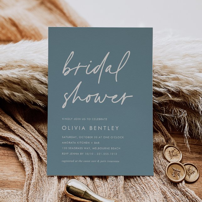 Hazy Teal | Minimalist Script Bridal Shower Invitation (Creator Uploaded)