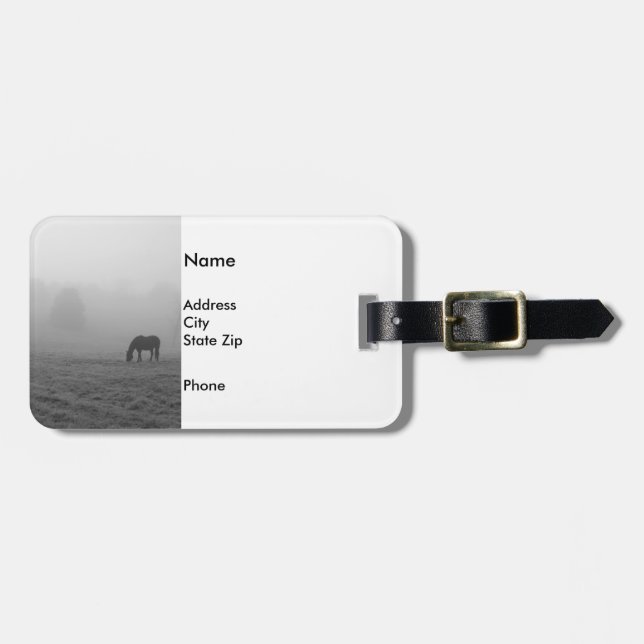 Hazzy Grazing Grayscale Luggage Tag (Front Horizontal)