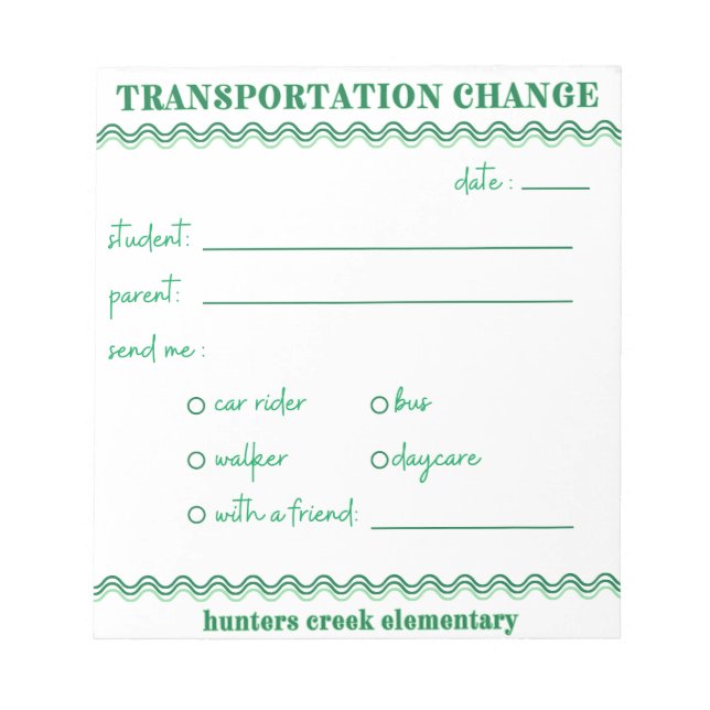 HCE Fun Transportation Change Notepad (Front)