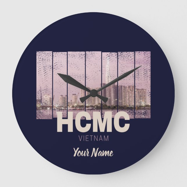 HCMC Saigon (Ho-Chi-Minh-City) Skyline Vietnam Large Clock (Front)