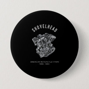 HD Motorcycle Vtwin Shovelhead Engine Drawing Bike 3 Inch Round Button