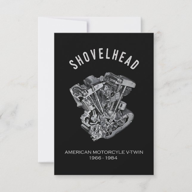 HD Motorcycle Vtwin Shovelhead Engine Drawing Bike Invitation (Front)
