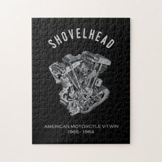 HD Motorcycle Vtwin Shovelhead Engine Drawing Bike Jigsaw Puzzle