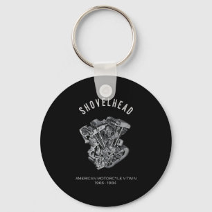 HD Motorcycle Vtwin Shovelhead Engine Drawing Bike Keychain