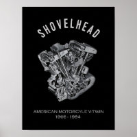 HD Motorcycle Vtwin Shovelhead Engine Drawing Bike
