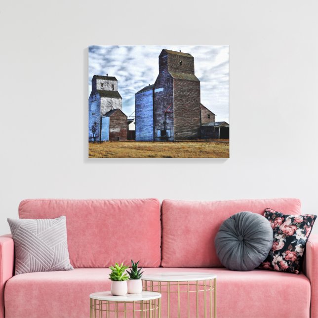 HDR Autumn Prairie Sentinels Stretch Canvas Print (Insitu(LivingRoom))