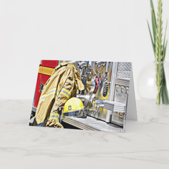 HDR Fireman Gear and Fire Truck Card (Front)