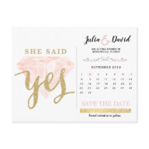he ask, she said yes gold sparkle and pink diamond