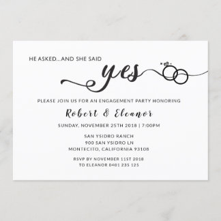 He Asked and She Said Yes Engagement Invitation
