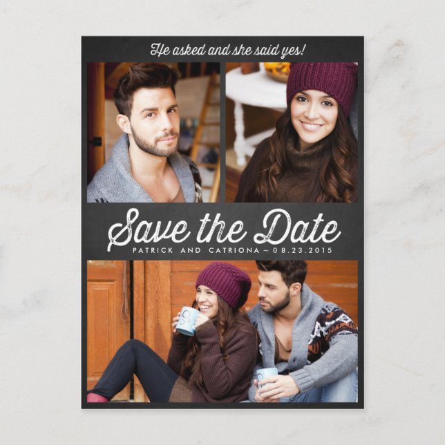 He asked, and she said yes! Save the Date Postcard (Front)