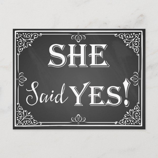 He asked she said "Yes" engagement card photo prop (Front)