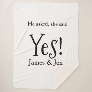 He asked she said yes engagement party name simple sherpa blanket