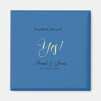 He asked she said yes engagement simple blue yello