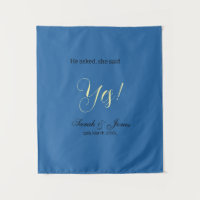 He asked she said yes engagement simple blue yello