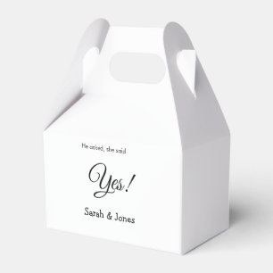 He asked she said yes engagement simple minimal  favor box
