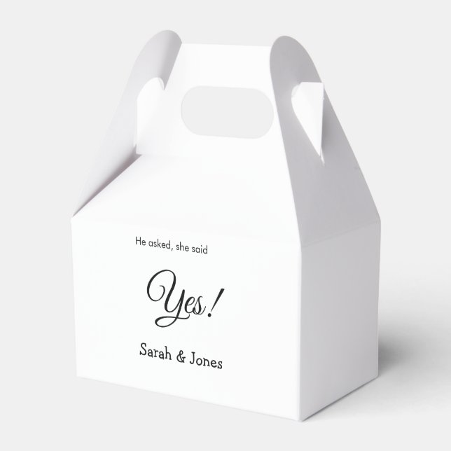 He asked she said yes engagement simple minimal  favor box (Front Side)