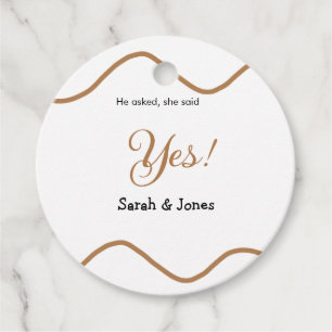 He asked she said yes engagement simple minimal favour tags