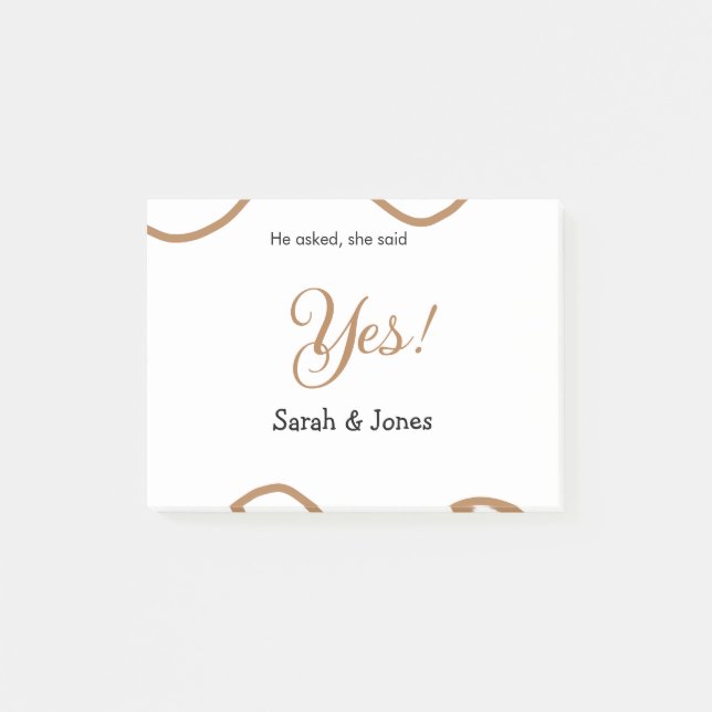 He asked she said yes engagement simple minimal  post-it notes (Front)