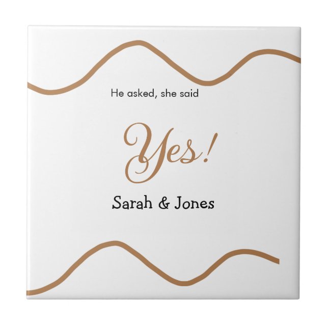 He asked she said yes engagement simple minimal  tile (Front)
