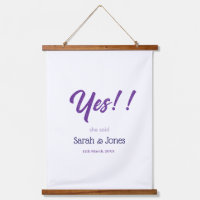 He asked she said yes engagement simple purple bol