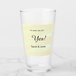 He asked she said yes engagement yellow pastel glass