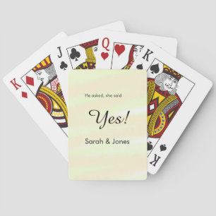 He asked she said yes engagement yellow pastel  playing cards