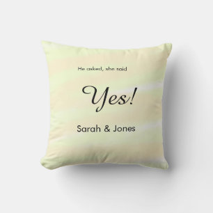 He asked she said yes engagement yellow pastel  throw pillow