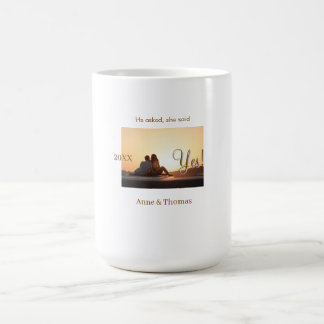 He asked she said yes photo engaged Brown purple n Coffee Mug