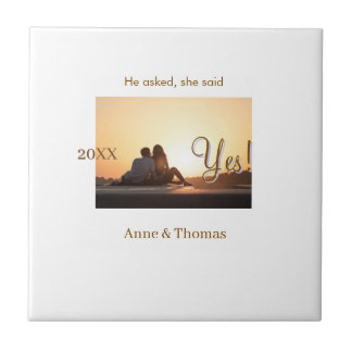 He asked she said yes photo engaged Brown purple n Tile